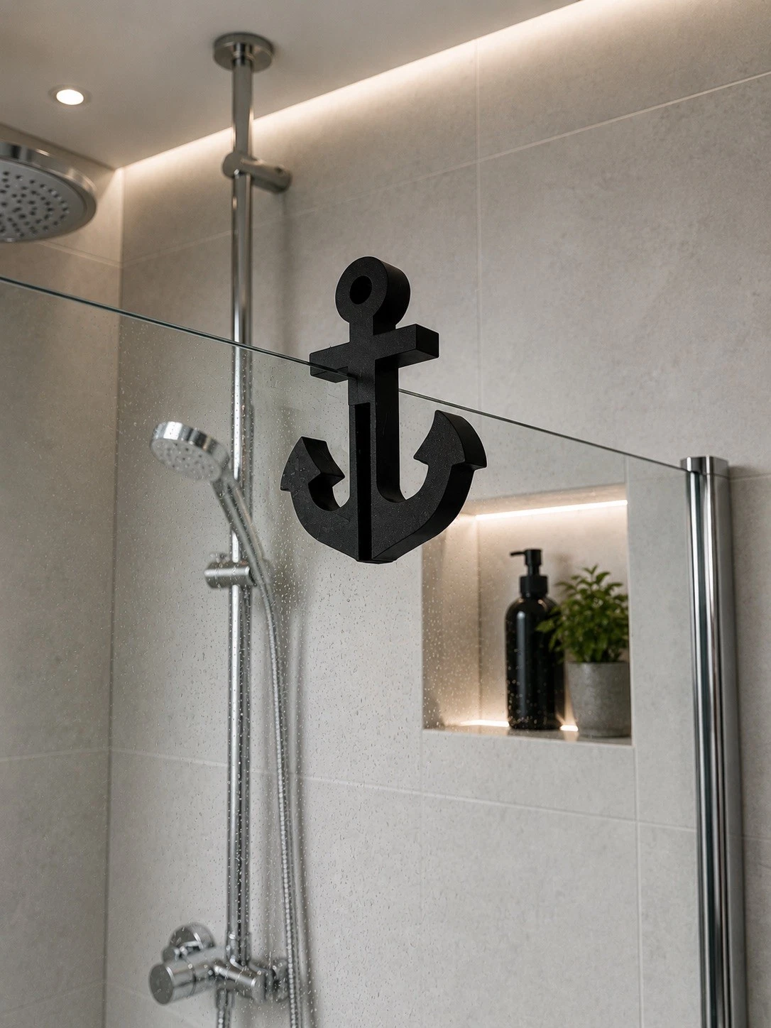 Shower Screen Hook Anchor, Decorative Bathroom Hook for Towels and Accessories
