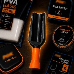 Black & Orange PVA Bag Bait Scoop – Carp Fishing Pellet Scoop