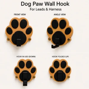 Foldable Lead & Harness Holder | Dog Paw Wall Hook