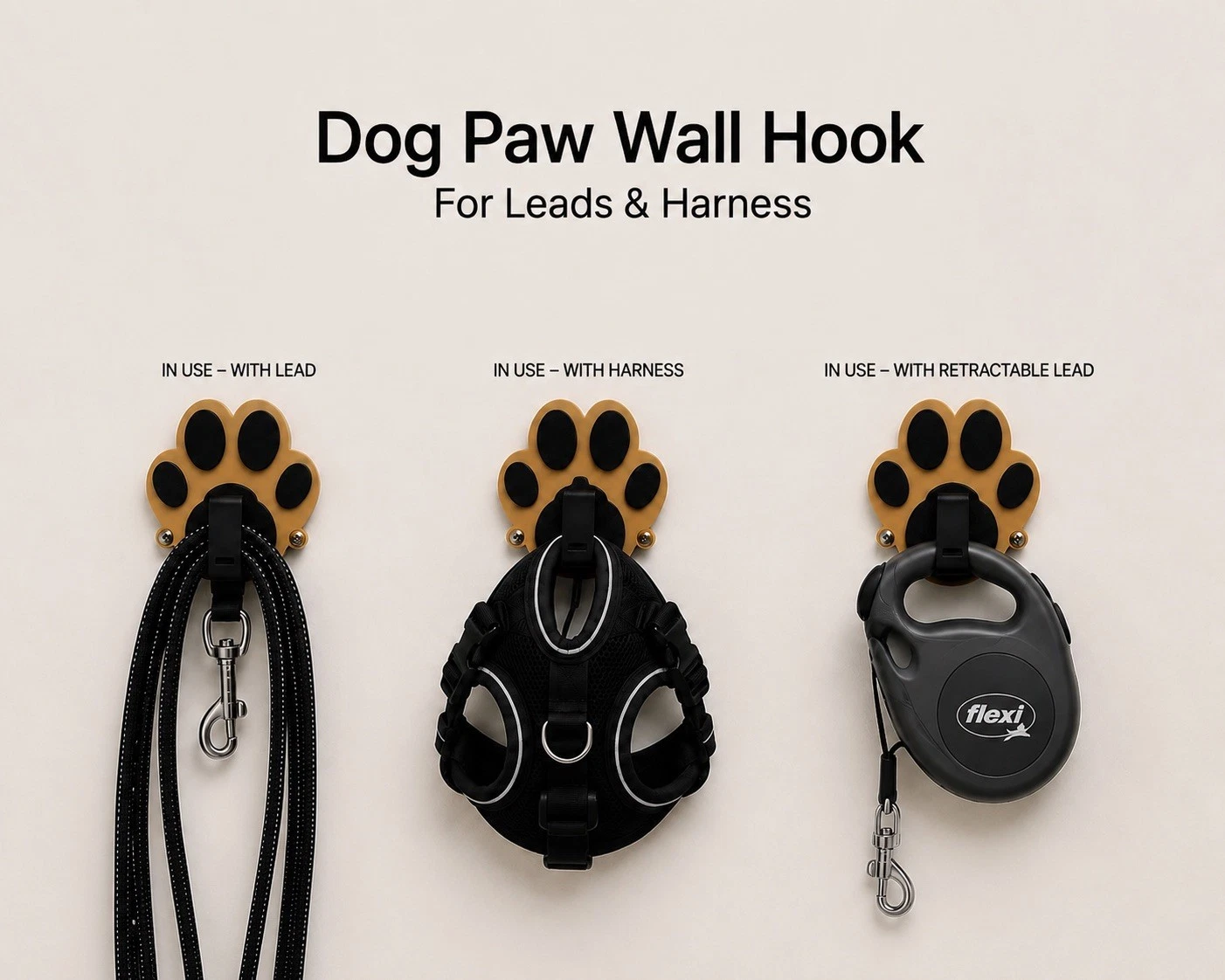 Foldable Lead & Harness Holder | Dog Paw Wall Hook