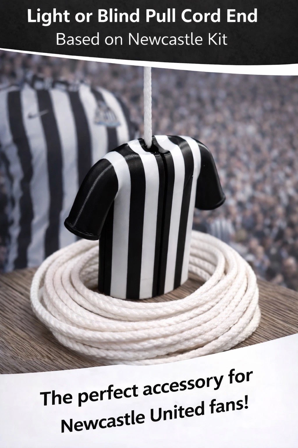 Football shirt | Sport Team Black & White Themed Cord Pull | Blind Pull