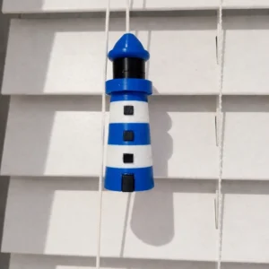 Blue & White Lighthouse Light Pull Cord End (with windows) – Nautical 3D Printed | UK Made