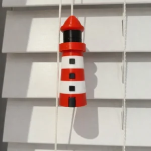 Red & White Lighthouse Blind Pull Cord End (with windows) – Nautical 3D Printed | UK Made