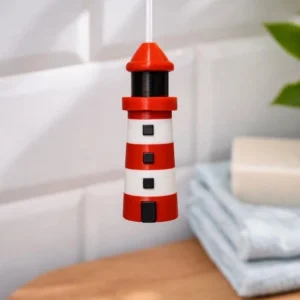 Red & White Lighthouse Light Pull (with windows) – Nautical 3D Printed | UK Made