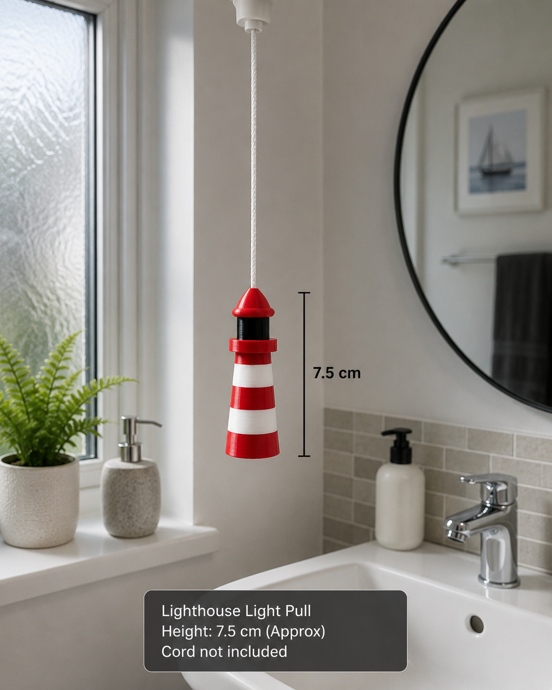 Red Lighthouse Themed Light Pull
