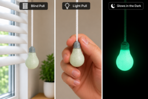 Glow in the Dark Light Bulb Light Pull & Blind Pull – Novelty Bathroom Handle