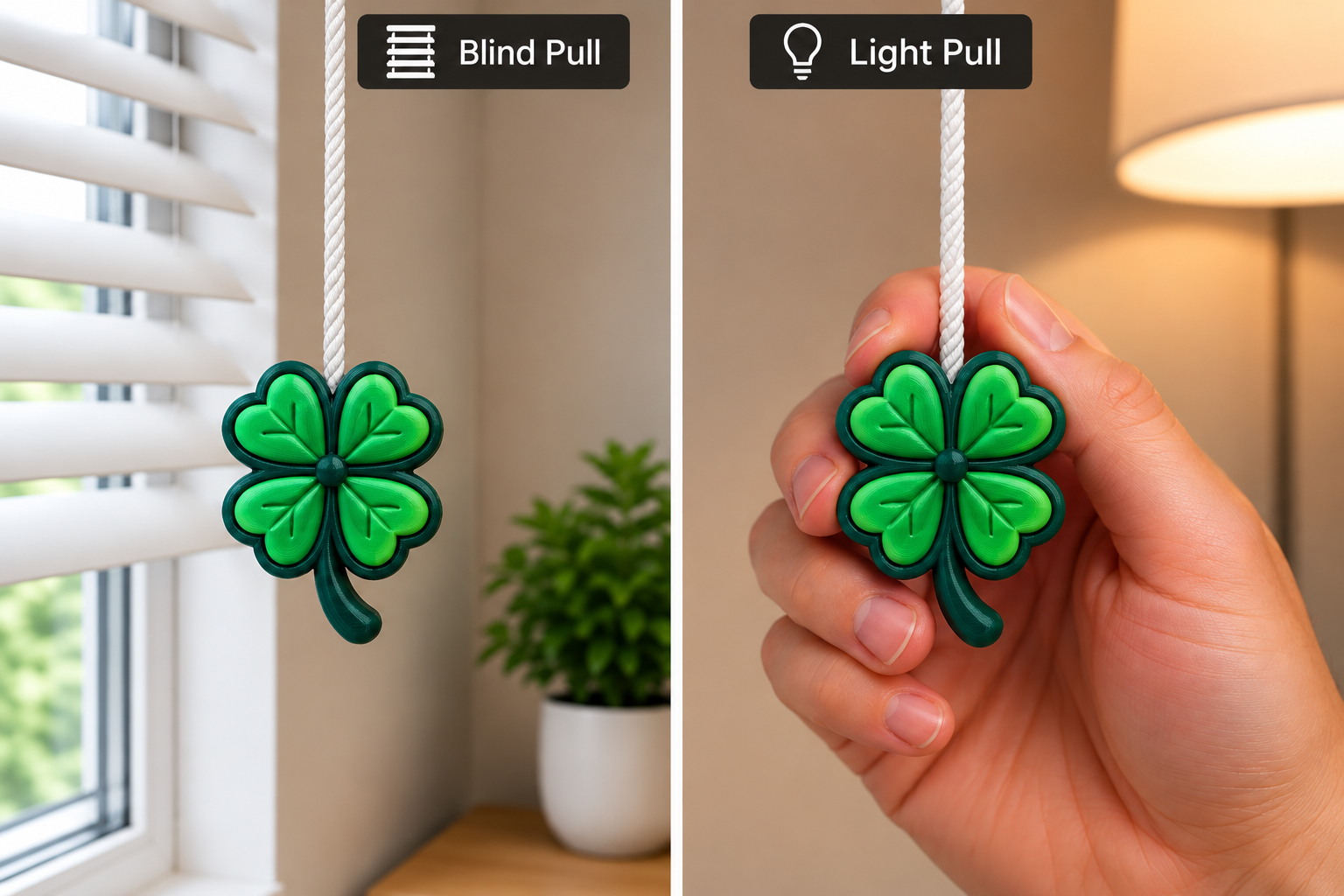 Clover Light Pull & Blind Pull Cord Handle – Lucky Shamrock Design